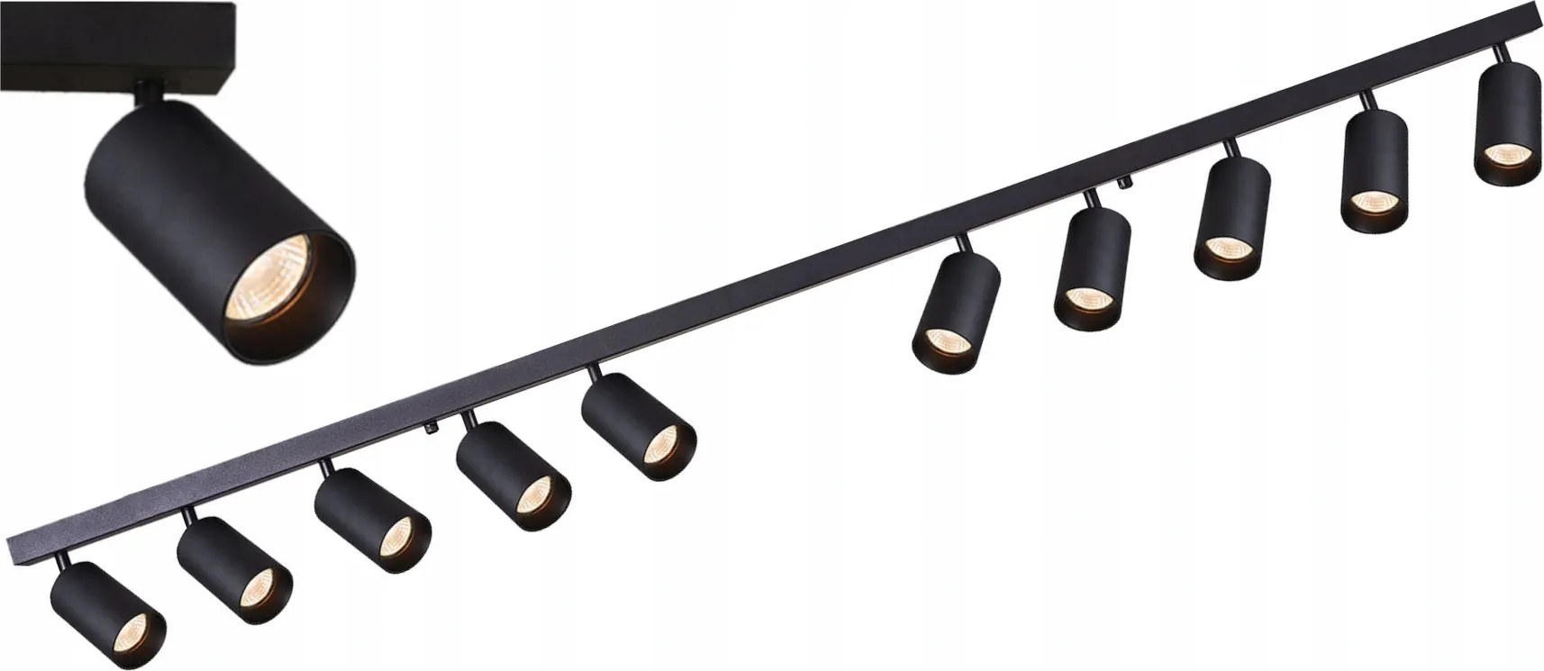 BERGE Koľajnicová lampa GU10 VIKI-L 10 - čierna