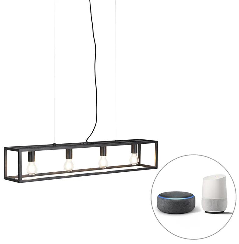 Inteligentné priemyselné závesné svietidlo čierne vrátane 4 WiFi A60 - Cage