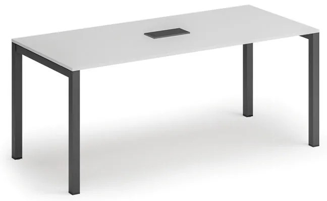 Rokovací stôl PRIMO SQUARE, 180x80 cm, biela + stolná zásuvka TYP I, čierna