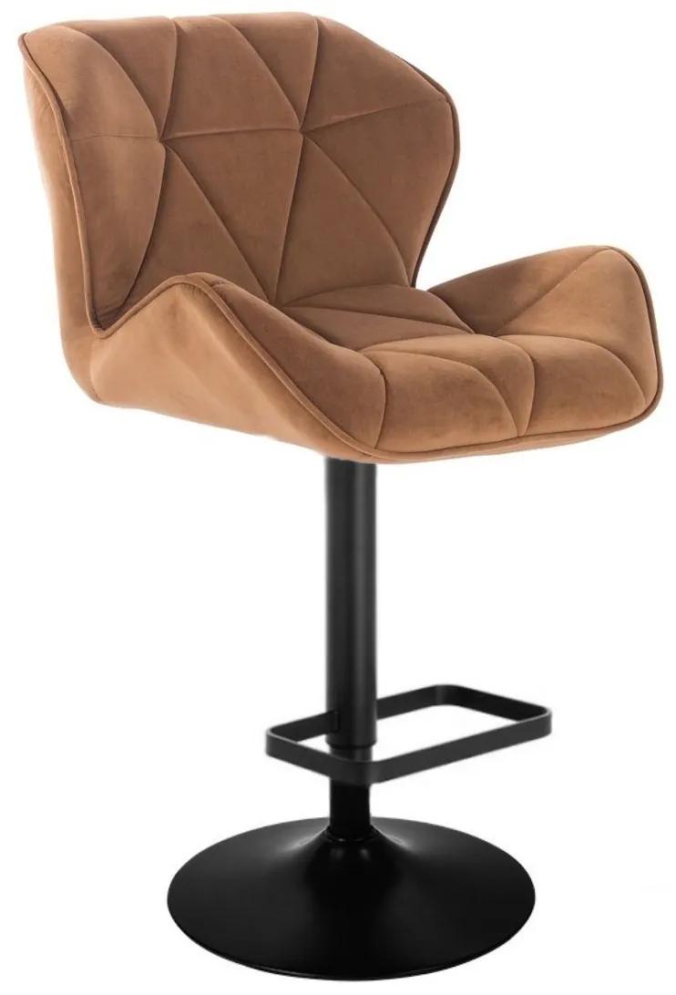 LuxuryForm DESIGN Barová stolička MILANO VELUR na čiernom tanieri - medová