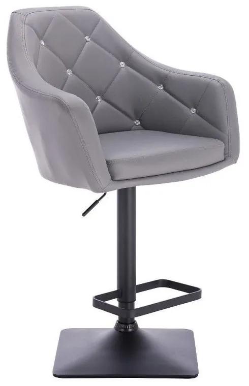 LuxuryForm DESIGN Barová stolička ROMA na čiernej hranatej podstave - šedá