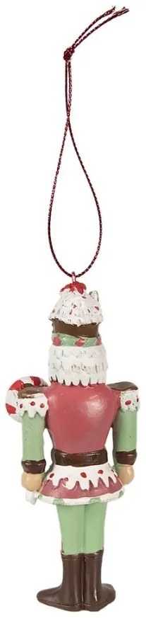 Zeleno-červená vianočná závesná dekorácia Luskáčik - 5*3*12 cm