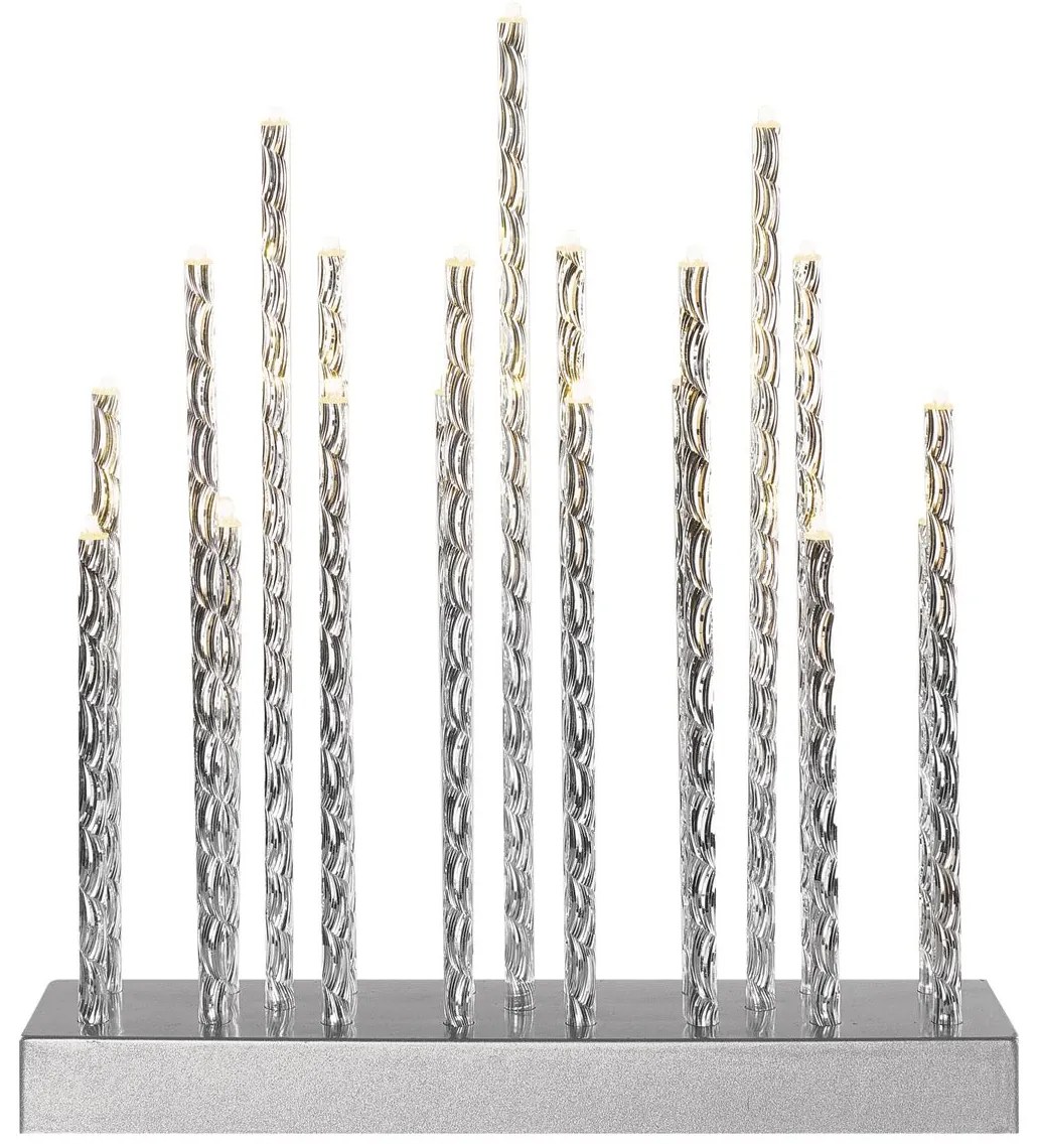 Emos Elektrický svietnik, napájanie: batériové, 19 LED diód, strieborný