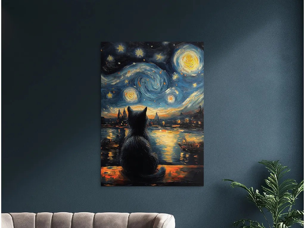 drevko | Obraz Mačka pod hviezdami