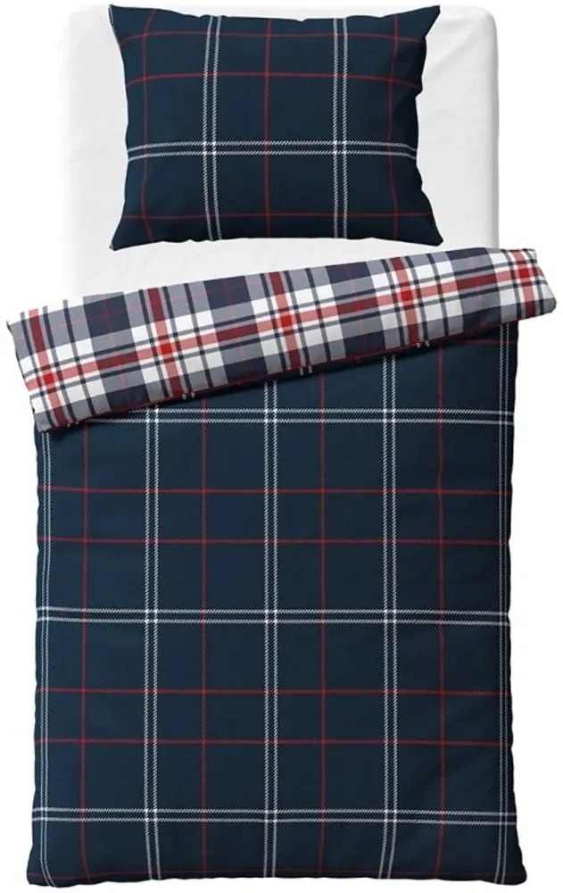 Flanelové posteľné obliečky Káro Oxford - 70 x 90 cm + 140 x 200 cm