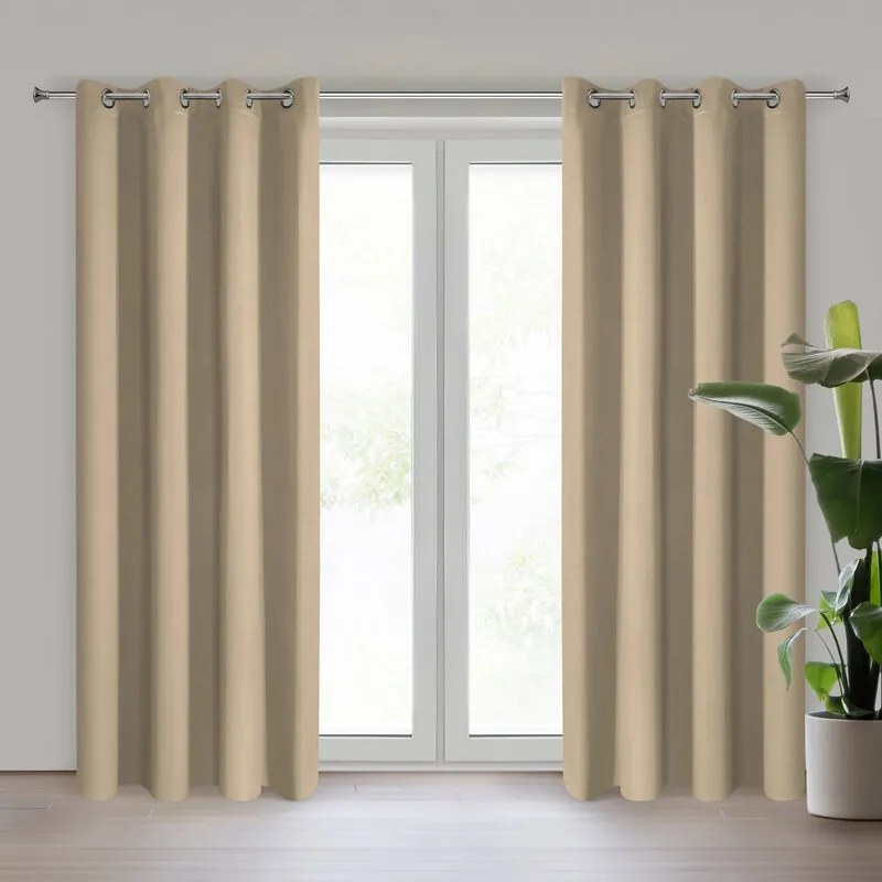 Eurofirany Béžový zatemňovací záves na krúžkoch NERISA 140x250 cm