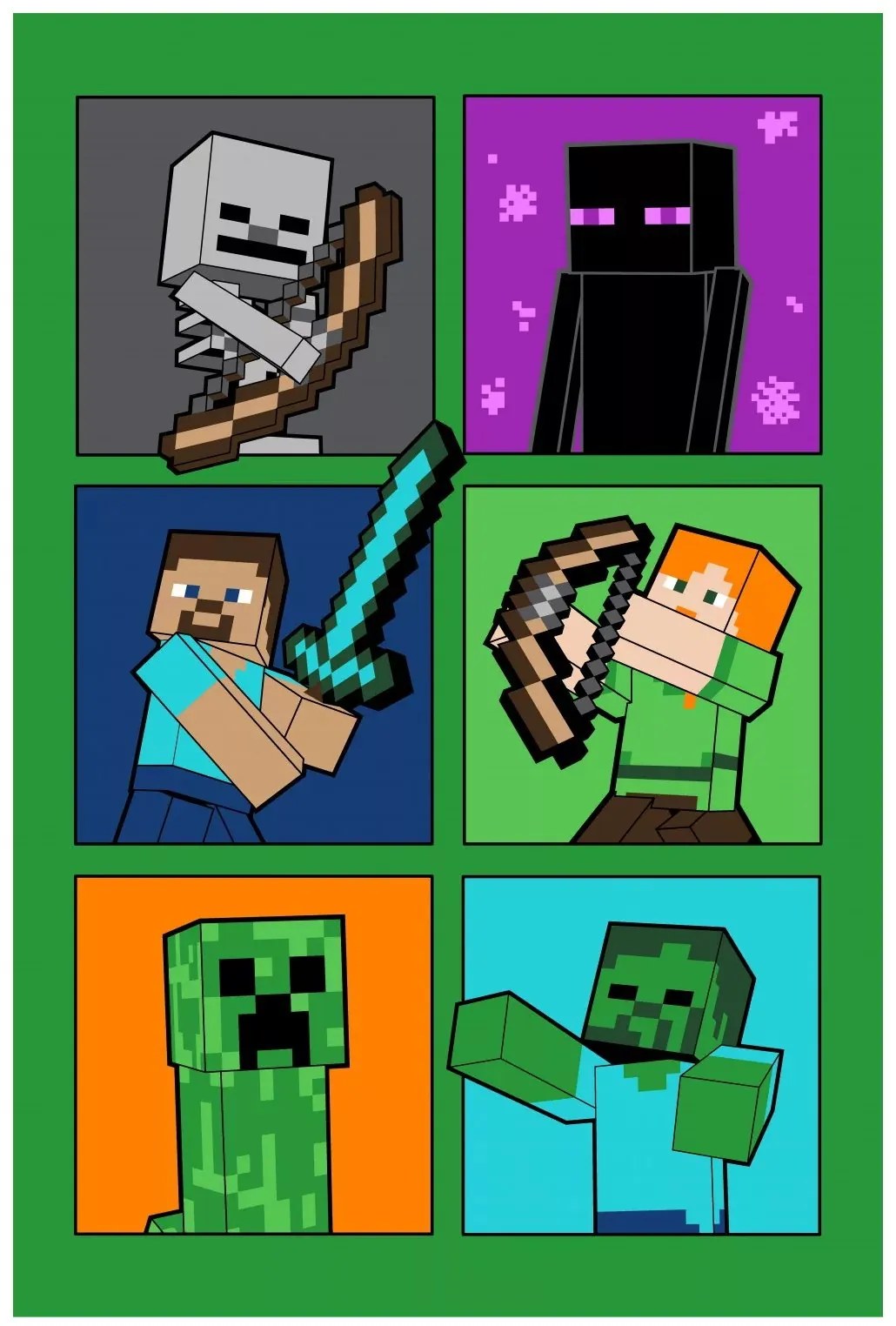 Fleecová deka Minecraft - motív portréty - 100 x 150 cm