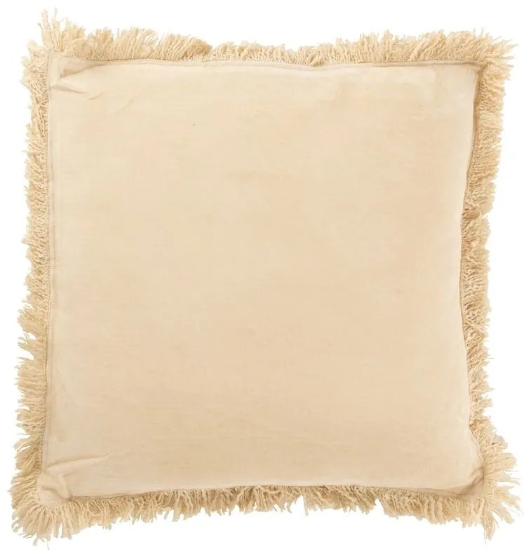 Béžový zamatový vankúš so strapcami Fringe - 50*9*50 cm