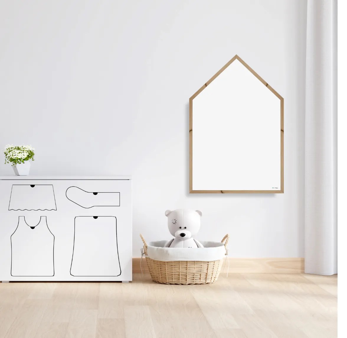 Toptabule.sk Magnetická tabuľa Domček v drevenom ráme + 7 farieb rámu