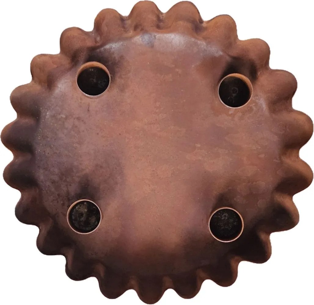 Hrdzavý antik kovový svietnik na 4 úzke sviečky Coppi - Ø 22*4cm