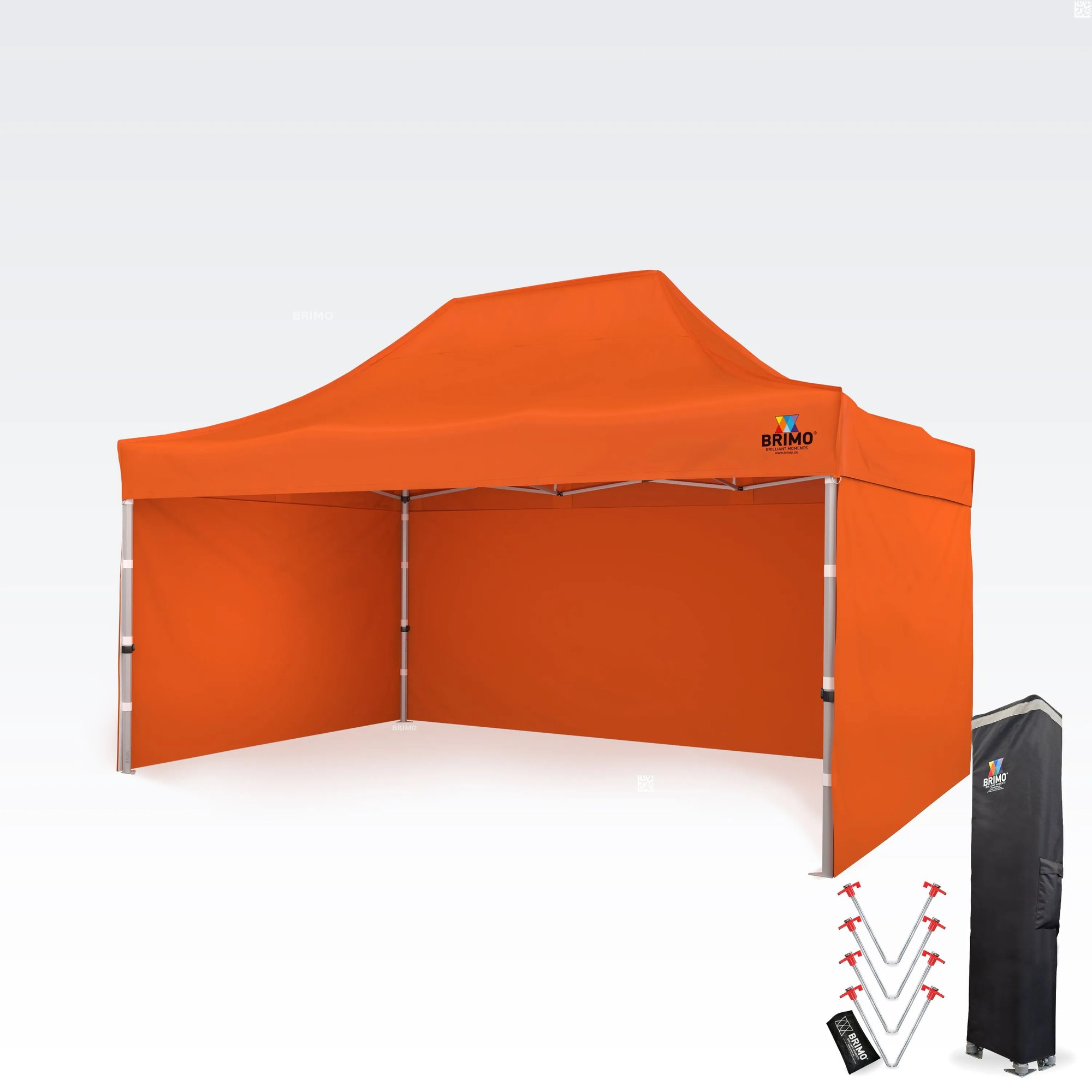 BRIMO Nožnicový stan 3x4,5m - s 3 stenami - Oranžová 14