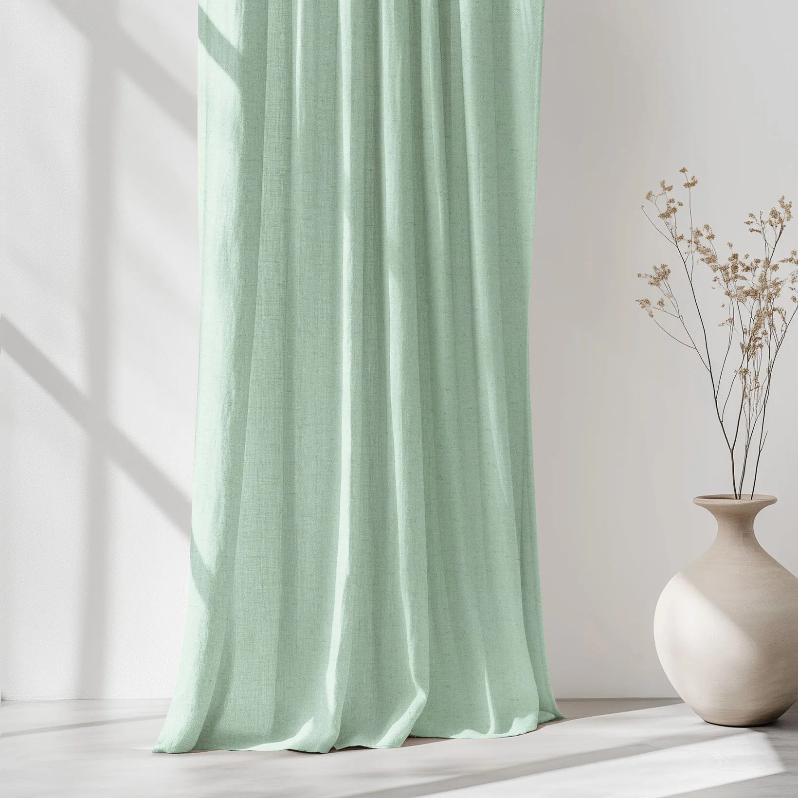 Goldea záves z ľanovej zmesi - svetlo mätový 220x145 cm