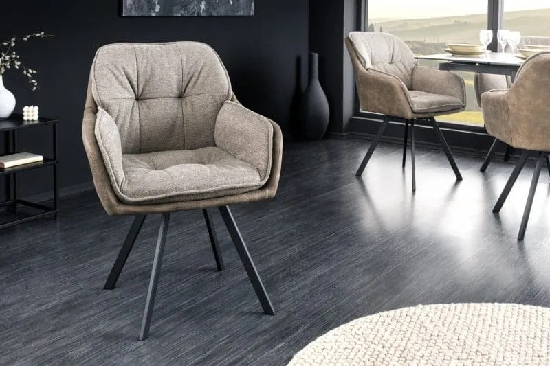 Stolička Vintage taupe s lakťovou opierkou