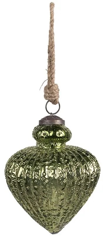 Zelená sklenená vianočná ozdoba M - Ø 10*13 cm