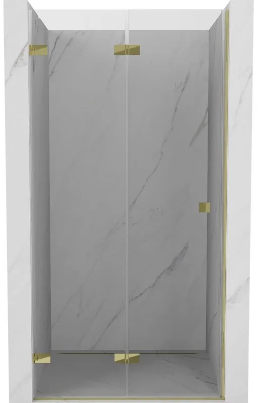 Mexen, Mexen Lunar-F skladacie ľavé sprchové dvere 95 cm, transparentné, zlaté - 836-095-000-50-00-L