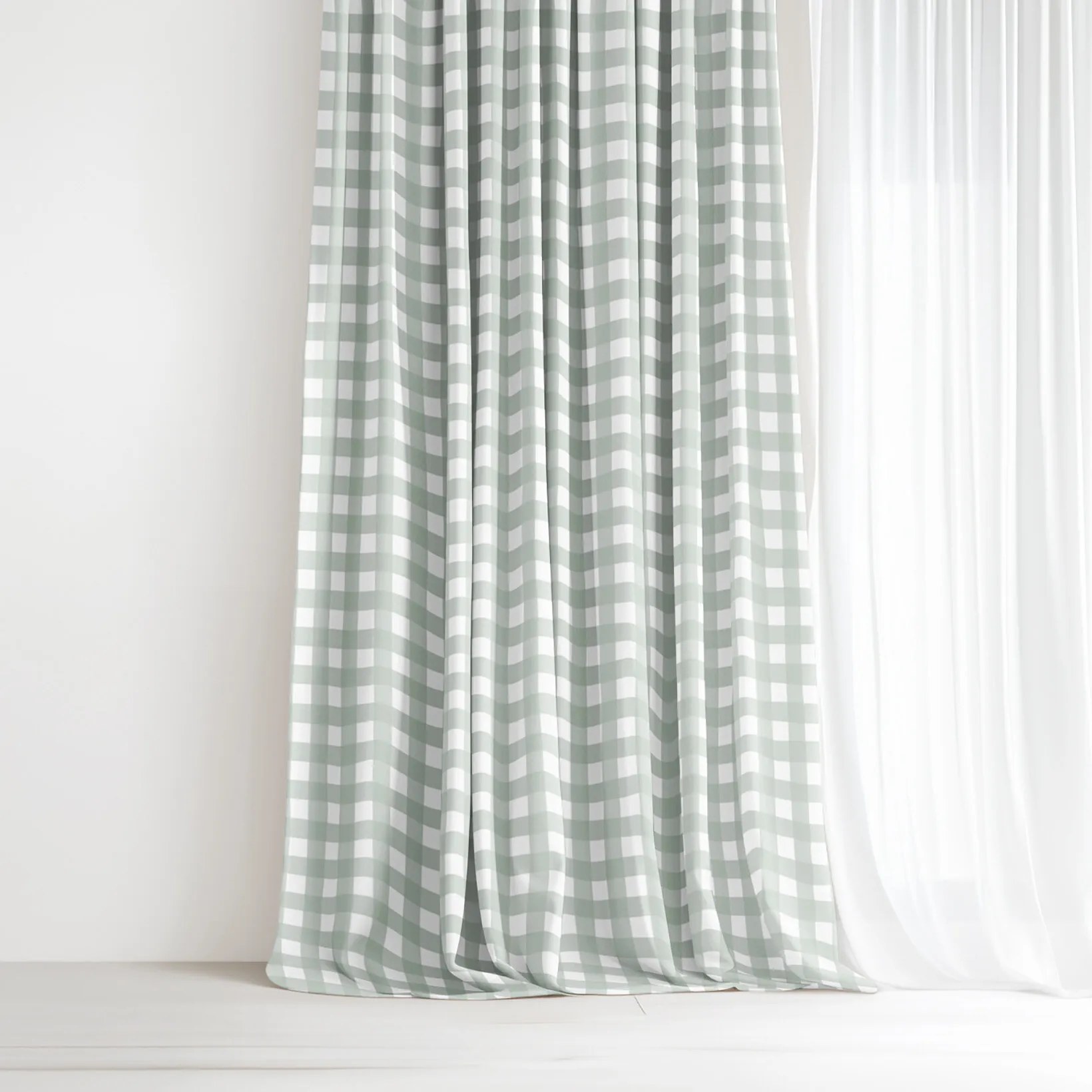 Goldea bavlnený záves - šalviovo zelené kocky 140x150 cm