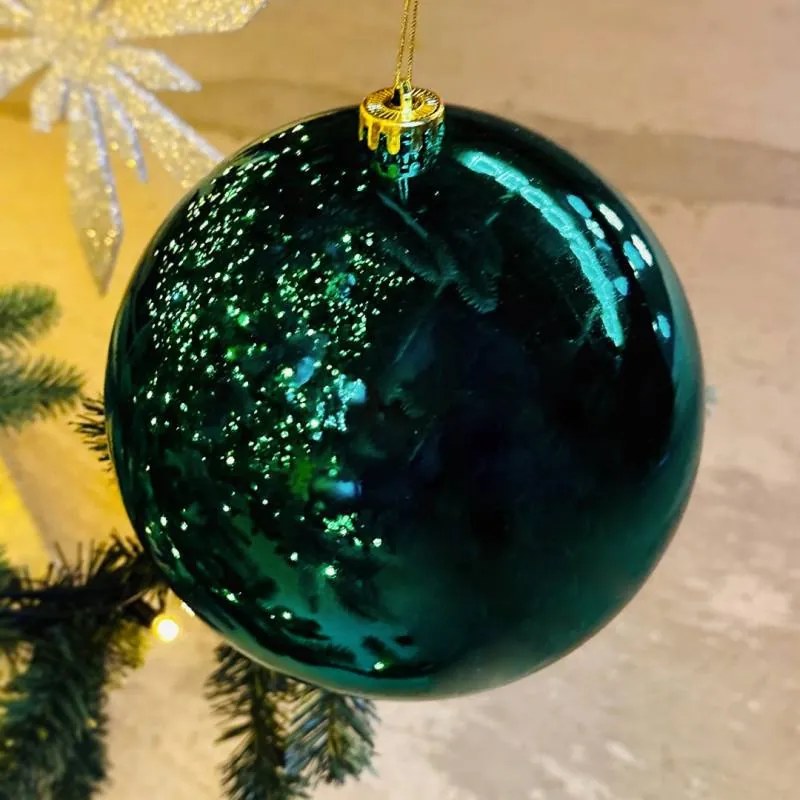 DECOLED Plastová koule, pr. 20 cm, paví zelená, lesklá, UV
