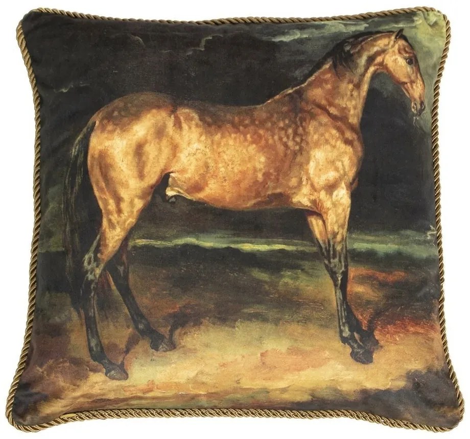 Zamatový vankúš s motívom koňa - 45 * 45 * 10cm Zamatový vankúš s motívom koňa - 45 * 45 * 10cm