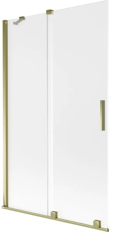 Mexen Velar, 2-krídlová posuvná vaňová zástena 110 x 150 cm, 8mm sklo námraza, zlatá lesklá, 896-110-000-31-50