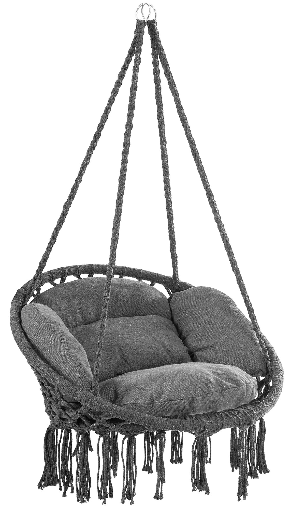 Závesné kreslo BOHO s vankúšmi, Ø61cm, antracitová Jurhan