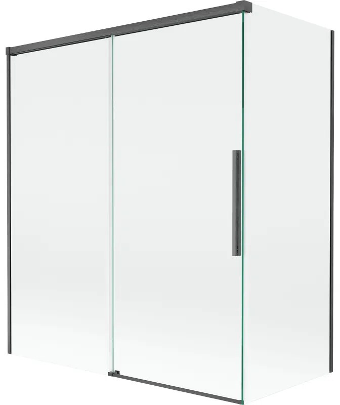 Mexen Rox, 2-krídlová posuvná vaňová zástena 140 + 70 x 150 cm, 8mm číre sklo, brúsený grafit profil, 8C9-140-070-66-00