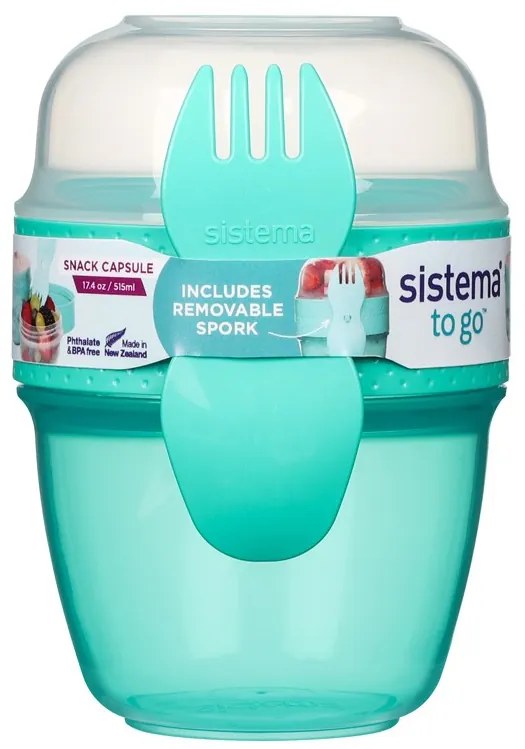 SISTEMA Box na jogurt a müsli, 2 komory + lyžica, SISTEMA, mix farieb Farba škatuliek SISTEMA: Zelená