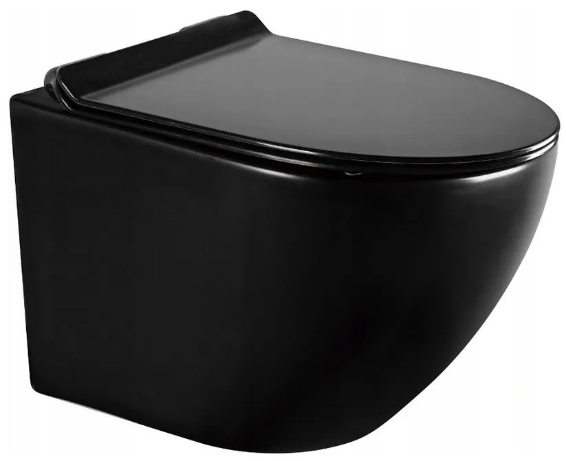 Závesný set Mexen Fenix + WC Lena Rimless ČIERNA 48x36 cm + wc sedátko, 60100+3322XX85