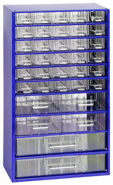 Kovová skriňa so zásuvkami, 306 x 155 x 552 mm, 30x S, 4x M, 2x L