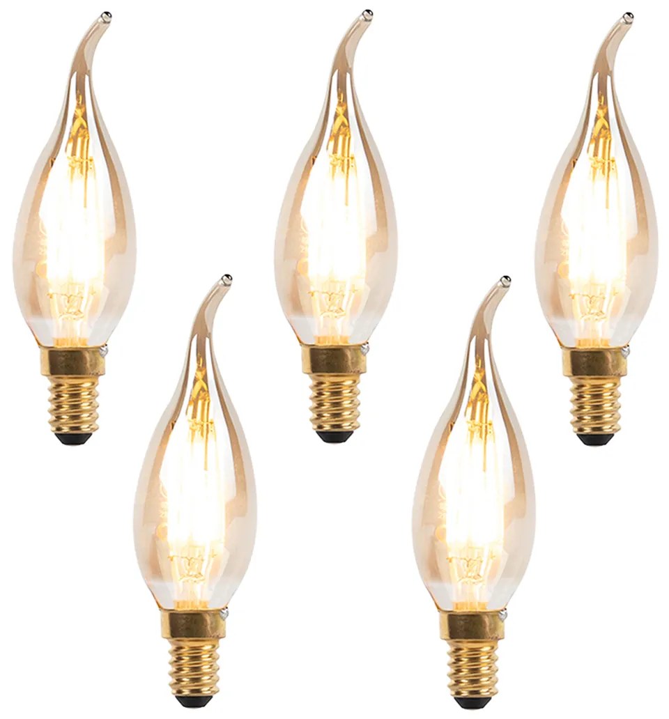 Sada 5 stmievateľných LED vláknových sviečkových žiaroviek E14 240V 3W 250lm