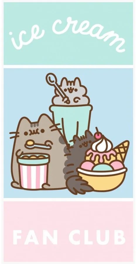 Bavlnená osuška mačička Pusheen - motiv Ice Cream Fan Club - 100% bavlna - 70 x 140 cm