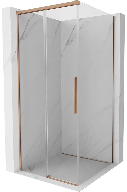 Mexen Rox, posuvný sprchový kút 100 x 100 cm, 8mm číre sklo, medený matný profil, 8C2-100-100-65-00