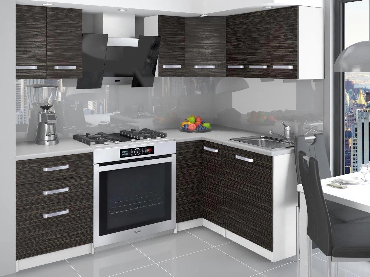 Kuchynská linka Belini 300 cm eben kráľovský s pracovnou doskou Armin TOR ARMIN/2/WT/HK/0/U