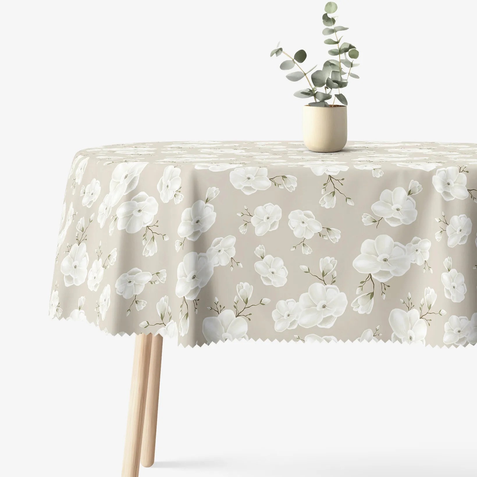 Goldea oválny teflónový obrus - biele kvety 120 x 180 cm