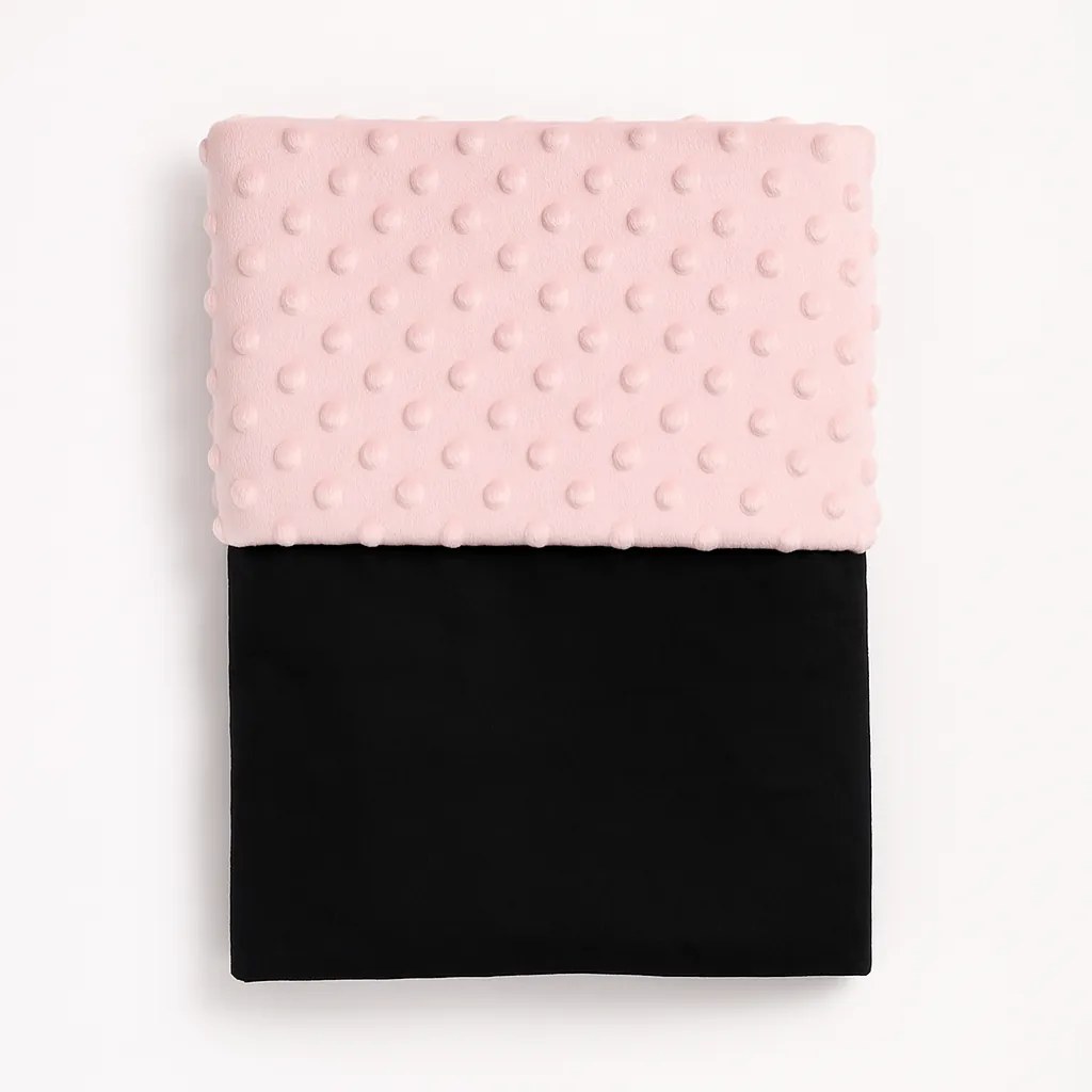 Detská deka čierna/minky ružová 100x75 cm – mäkká obojstranná deka pre dievčatká