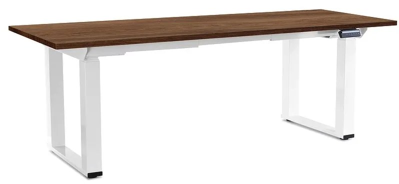 Výškovo nastaviteľný stôl OfficeTech Strong 200 x 80 cm, biela podnož, dub silverjack