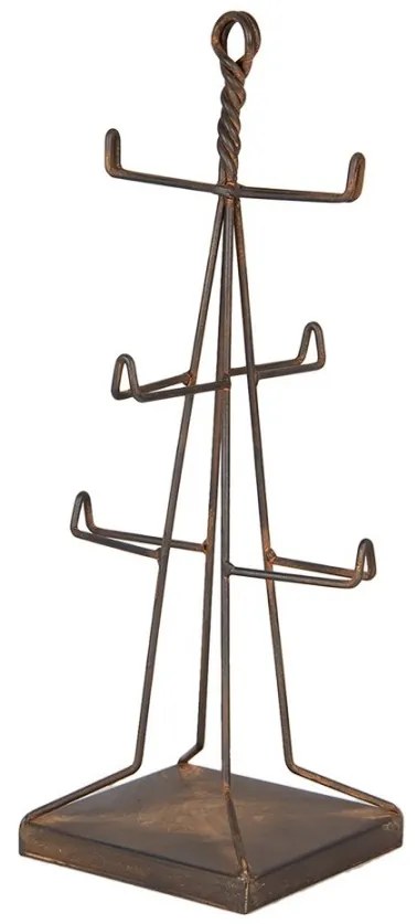 Hnedý antik kovový stojan na 6 hrnčekov Jivo - 16*16*38 cm