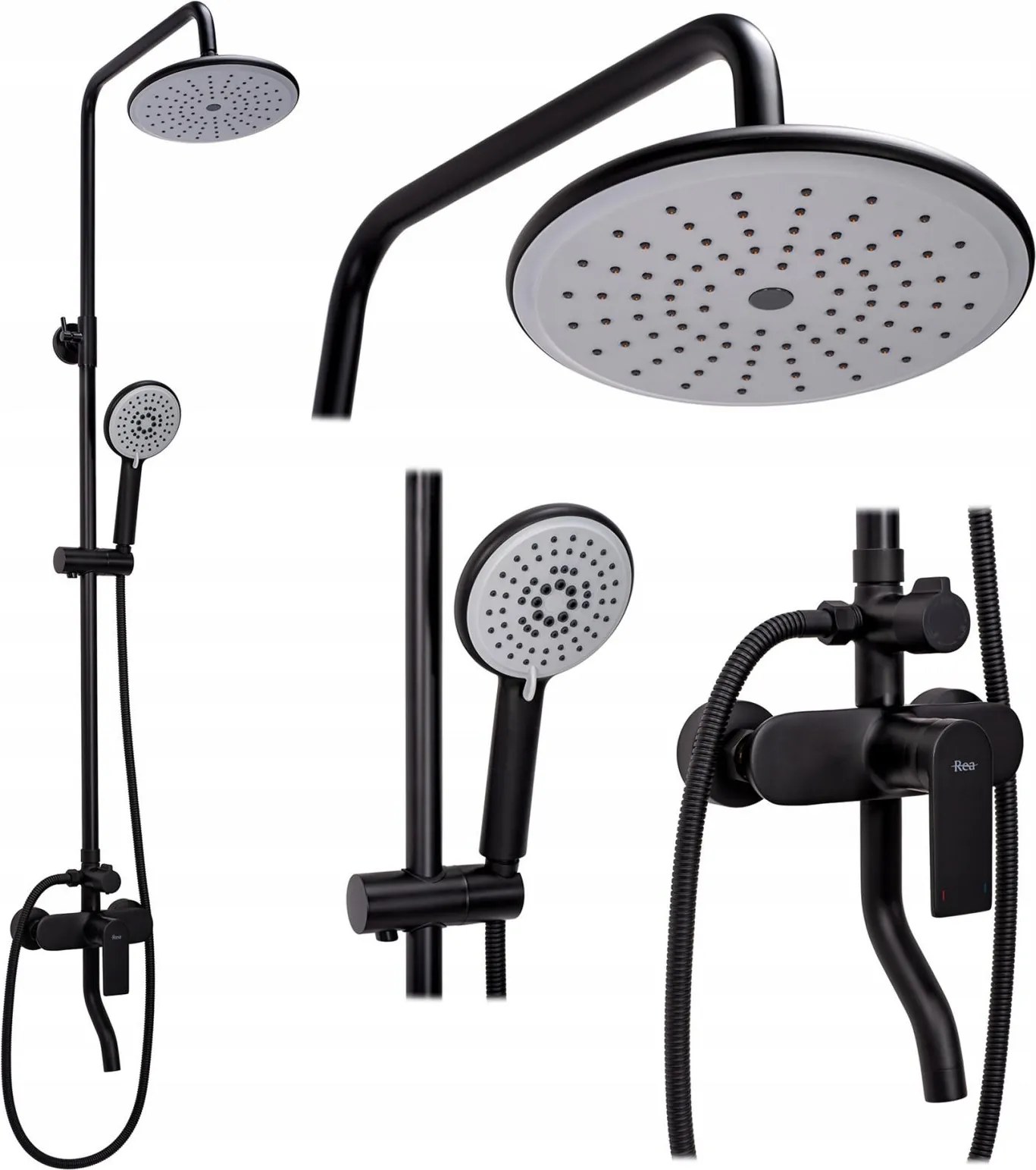 Sprchová súprava Rea VERSO s výtokom do vane - čierna