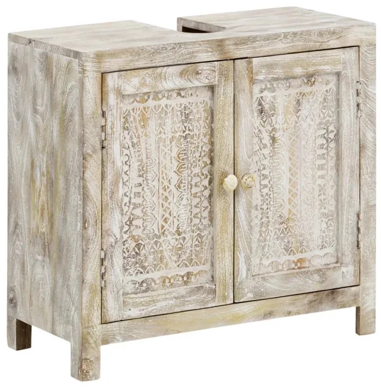 furniture-nabytek.cz - Masívna drezová spodná skrinka Bitna z mangového dreva, lakovaná, prírodná farba