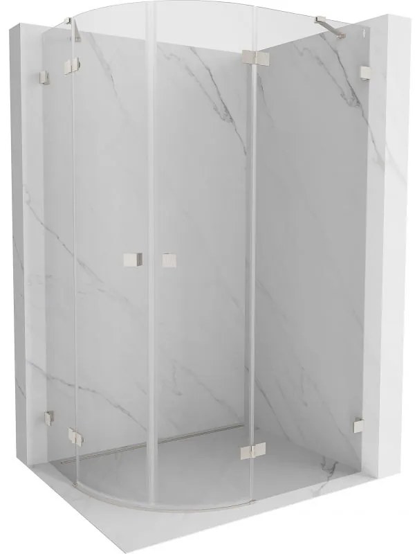 Mexen Lunar, pravý polkruhový sprchový kút 90 x 70 cm, 8mm číre sklo, oceľový profil, 833-090P-070L-97-00