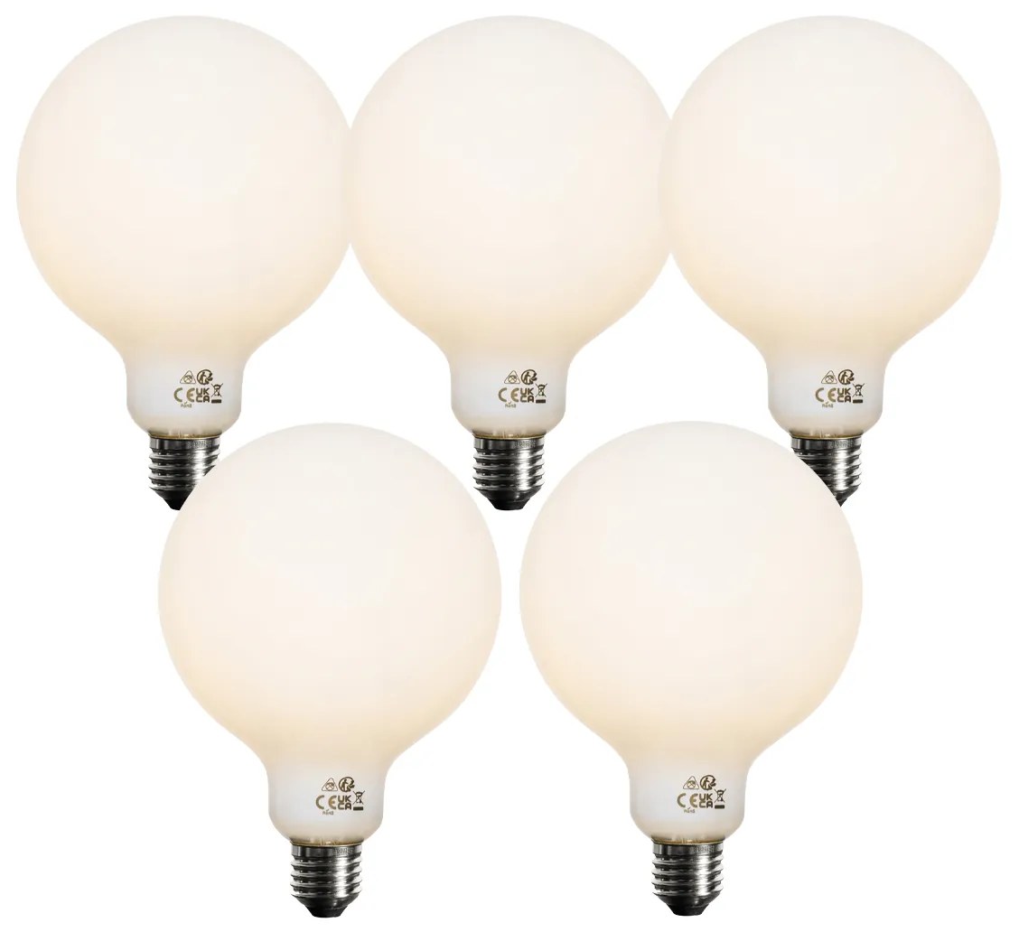 Sada 5 stmievateľných LED žiaroviek E27 Opal G125 5W 450 lm 3000K