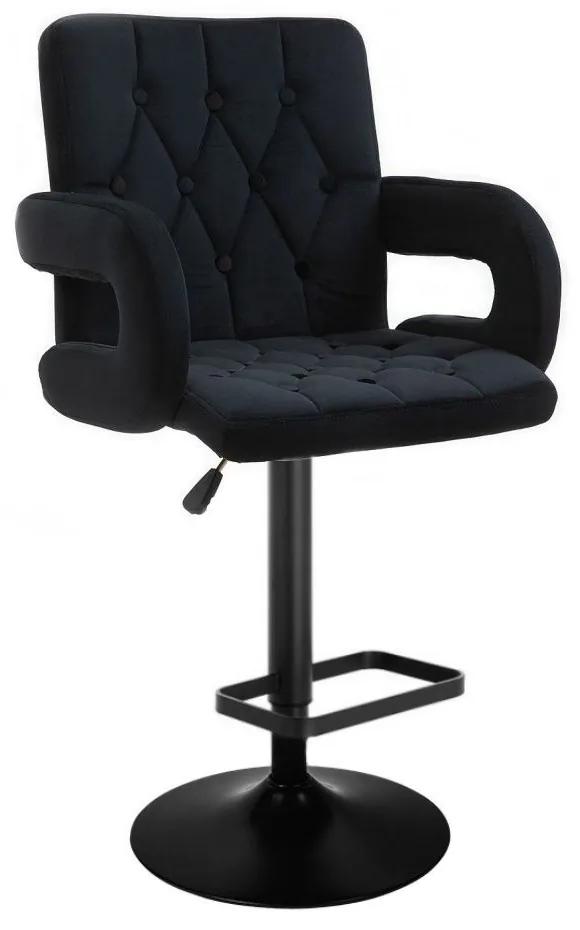 LuxuryForm DESIGN Barová stolička BOSTON VELUR na čiernom tanieri - čierna