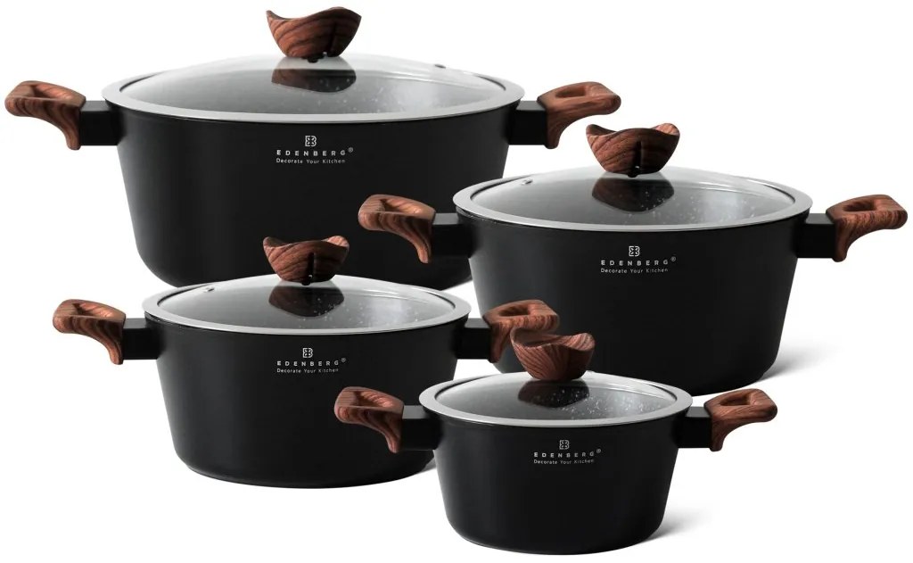 Dizajnová 8-dielna sada hrncov čierno-hnedá