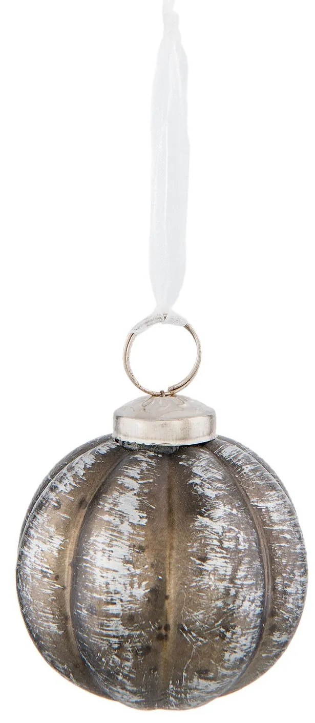 Hnedá vianočné gule s bielou patinou - Ø 7 * 7 cm