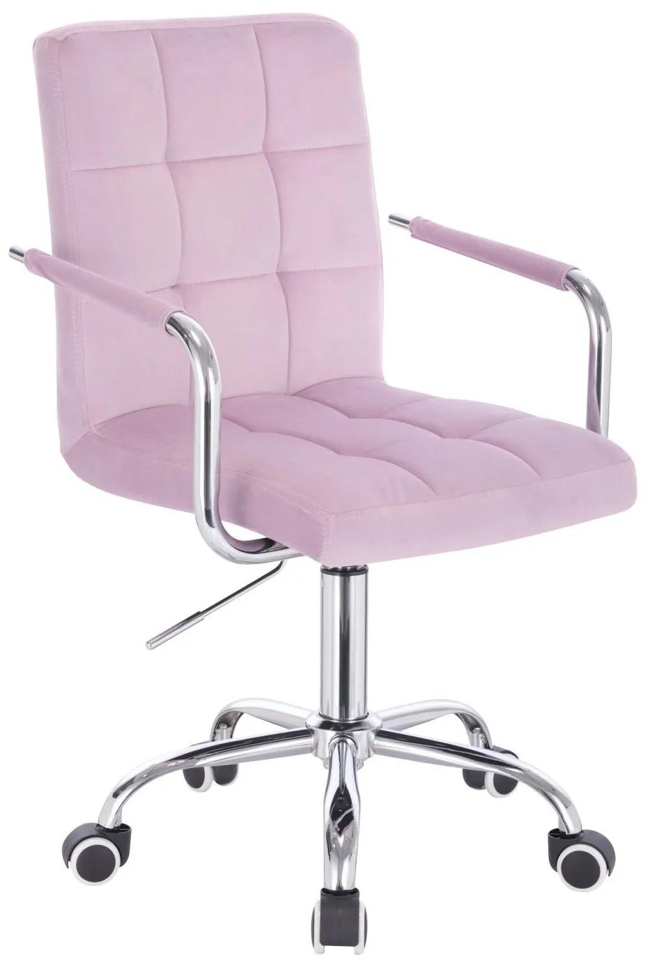 LuxuryForm DESIGN Stolička VERONA VELUR na striebornej podstave s kolieskami - levanduľa