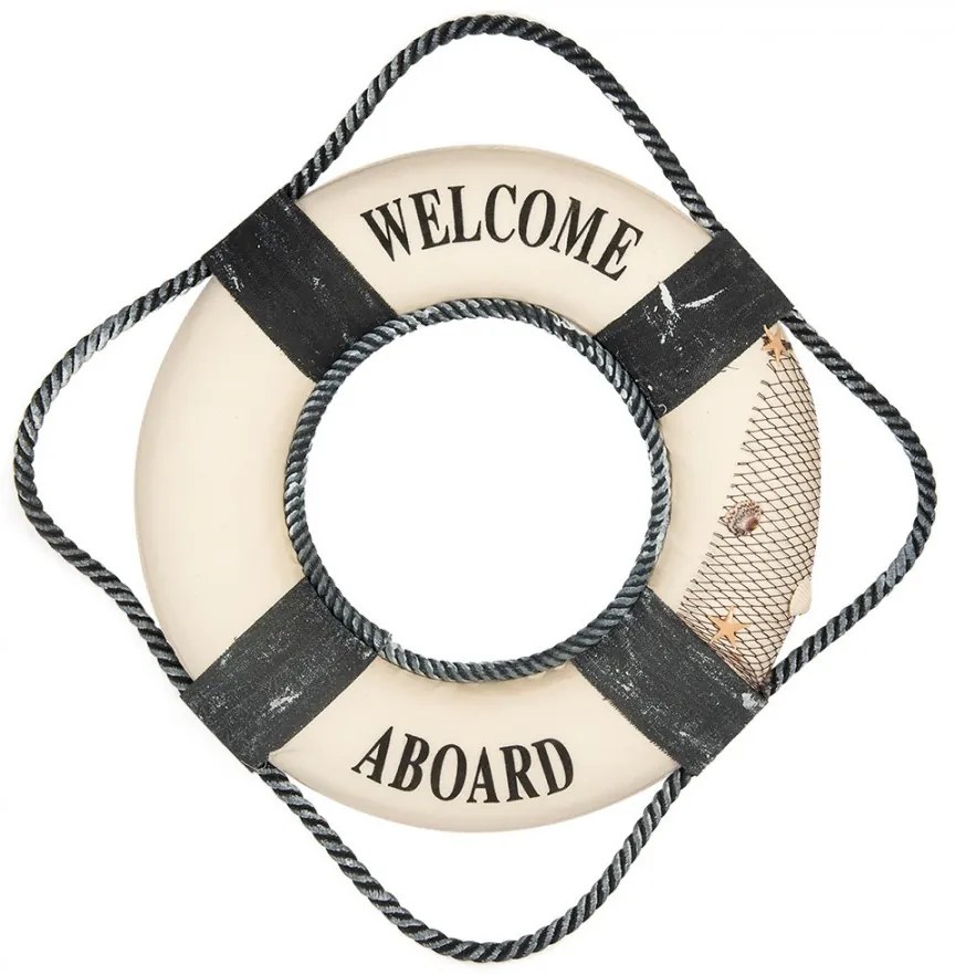 Bielo-modrá dekorácia záchranný kruh Lifebuoy Nautic - Ø 31*6 cm