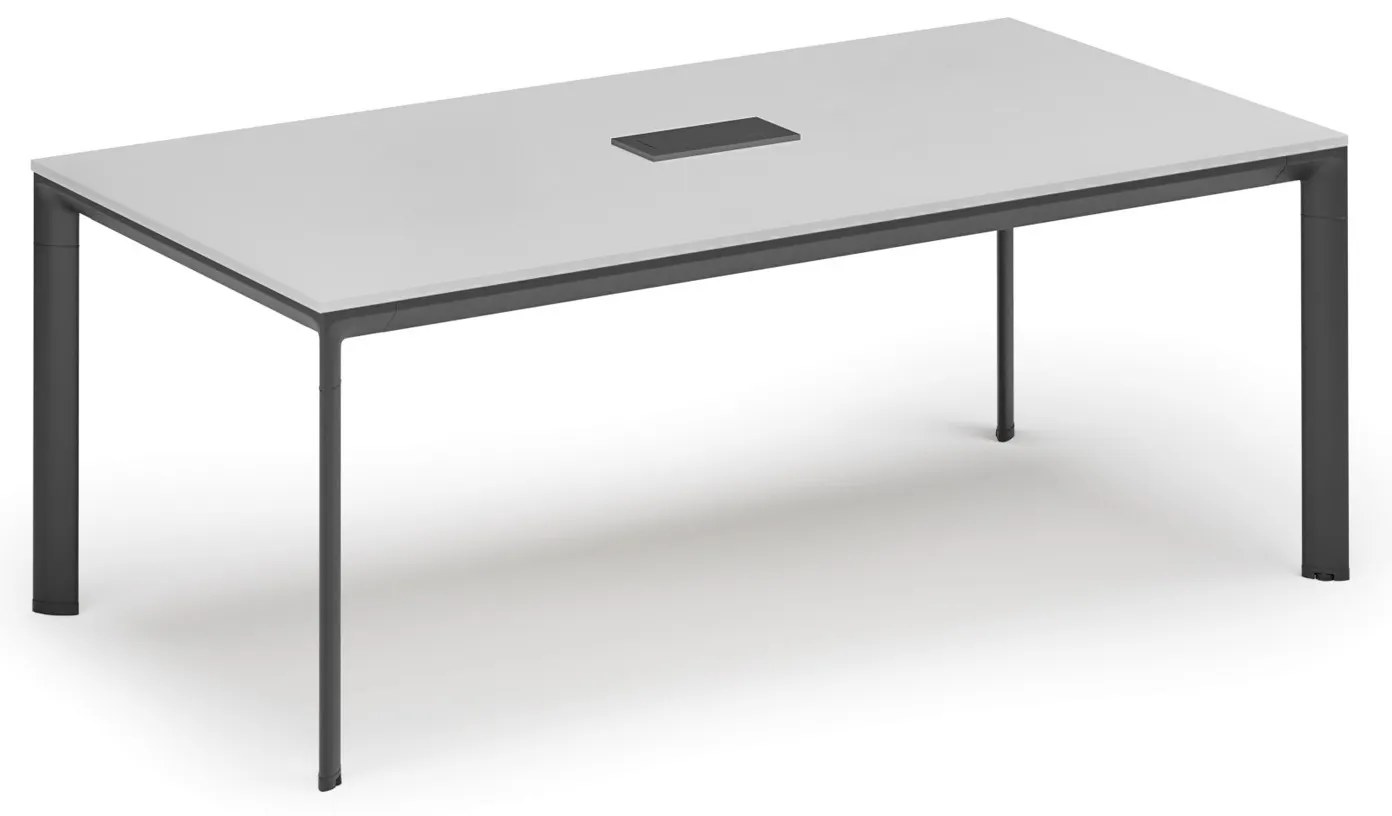 Rokovací stôl PRIMO INVITATION, 240x120 cm, biela + stolná zásuvka TYP I, čierna