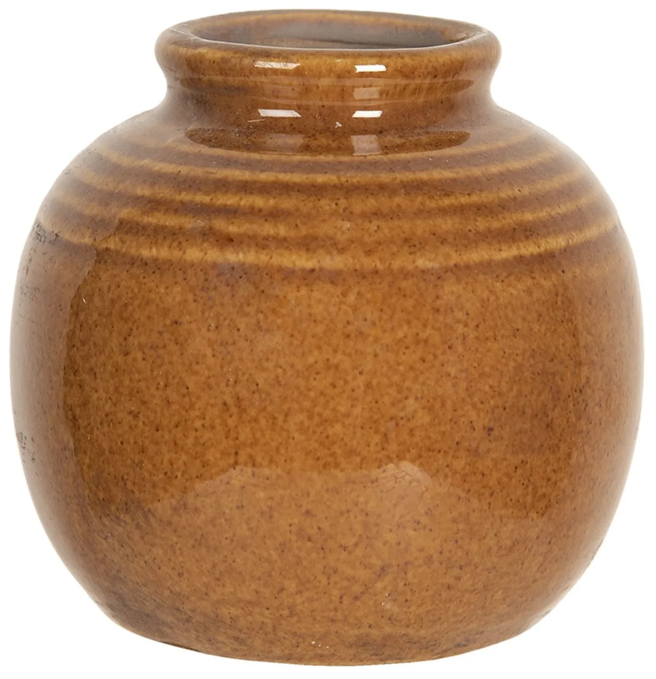 Hnedá glazúrovaná váza - Ø 8 * 8 cm