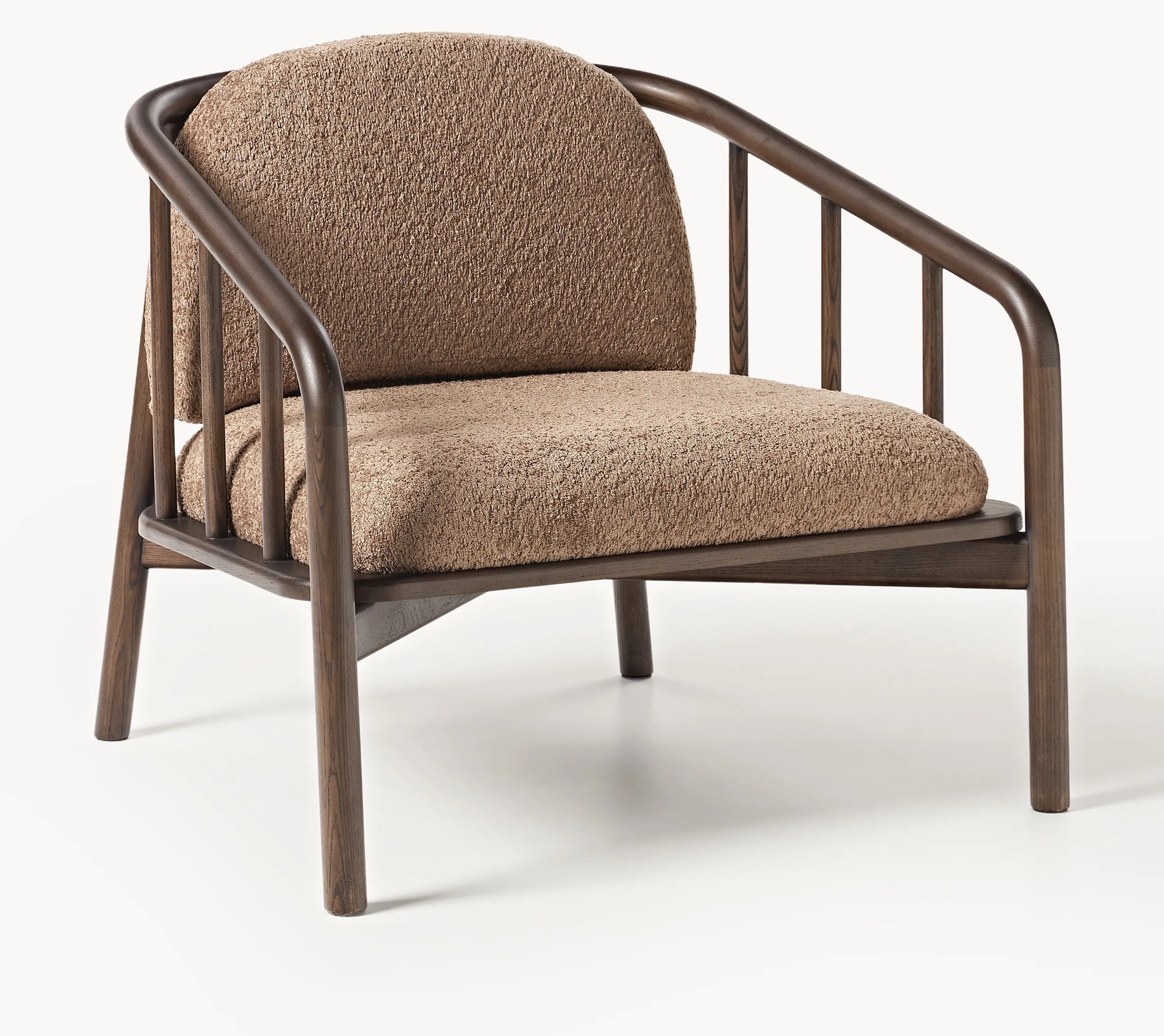 Kreslo z jaseňového dreva's plyšovým čalúnením Balin