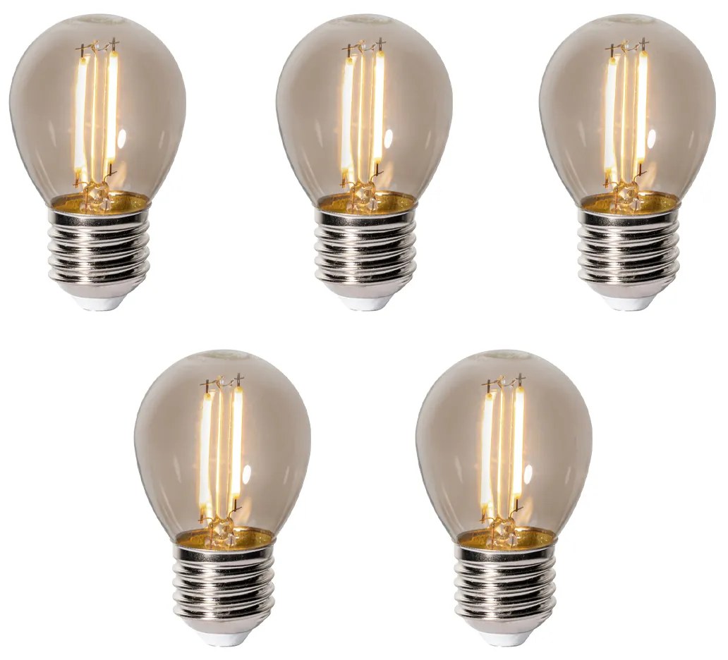 Sada 5 ks E27 dimbare LED lamp P45 smoke 3W 250 lm 2200K