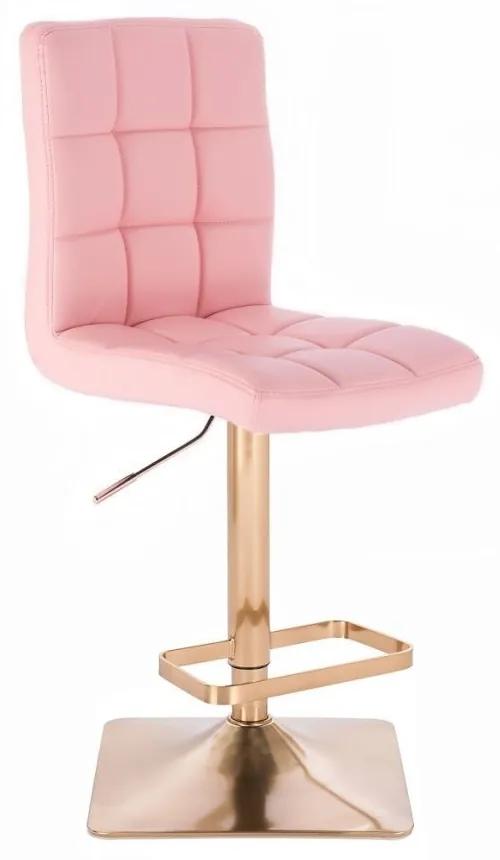 LuxuryForm DESIGN Barová stolička TOLEDO na zlatej hranatej podstave - ružová